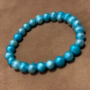 Turquoise Blue Pearl Bracelet